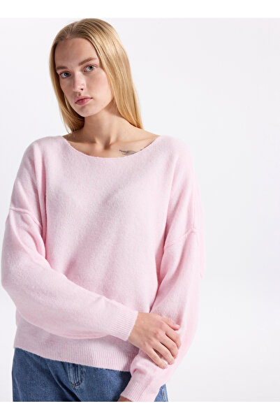 American Vintage Kayık Yaka Standart Pembe Kazak Kadın DAM225H25DRACHI