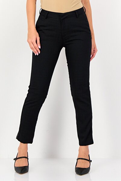 Reiko Women Cigarette Fit Textured Straight Leg Pants, Black