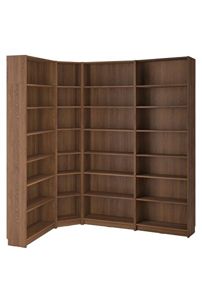 hobiurun Köşe kitaplık, kahverengi ceviz görünüm, 215/135x28x237 cm