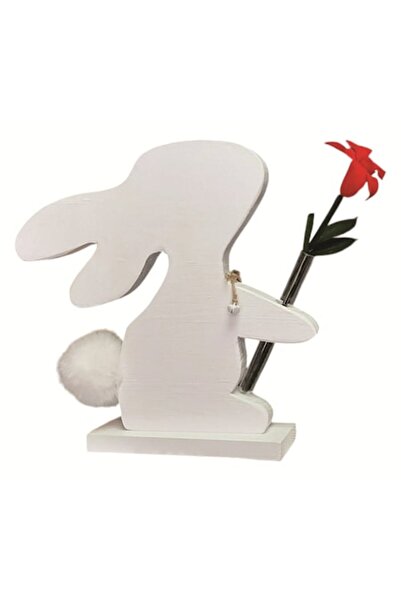 OEM Vază albă în formă de iepure cu floare de orhidee criogenată, 30 cm