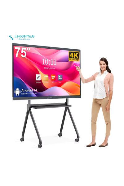 Leaderhub Toplantı eğitimi için Akıllı Tahta, 50 MP Kamera, 8 Mikrofon, 4K UHD Dijital Dokunmatik Ekran