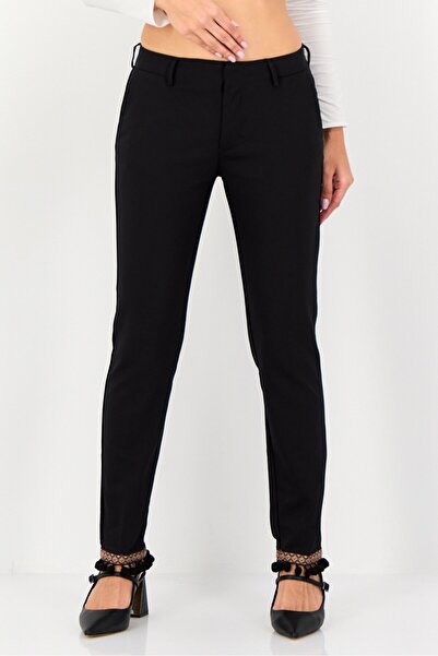 Reiko Women Cigarette Fit Solid Straight Leg Pants, Black