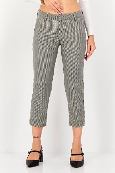 Reiko Women Cigarette Fit Textured Cropped Pants, Multicolor