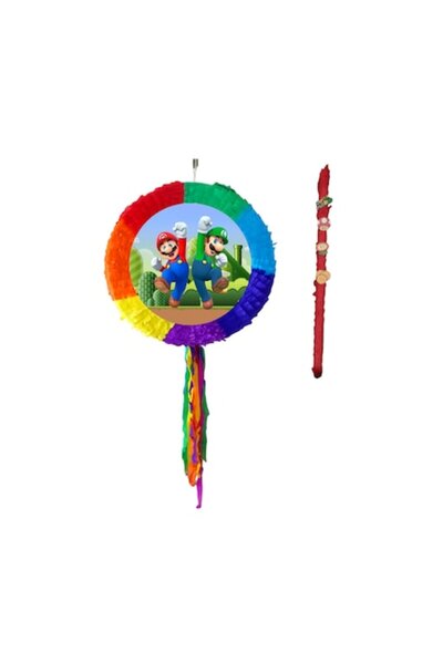 OEM Pinata Super Mario, Diametru 42 cm + Bat, Pinata Multicolora
