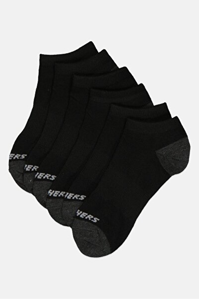 SKECHERS Men 6 Pairs Brand Logo Ankle Sock, Black