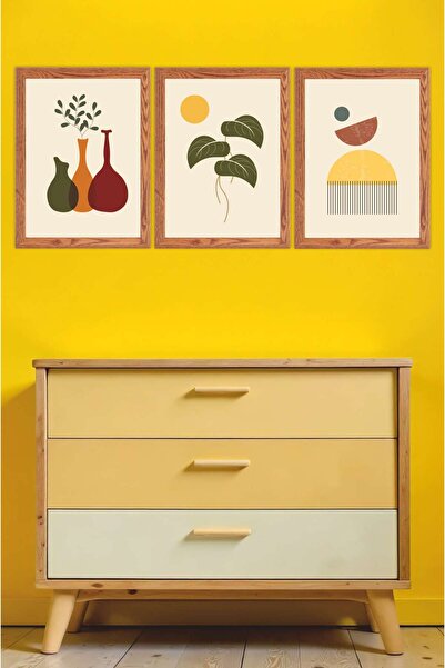 UNT Set de pictură murală modernă, minimalistă, tematică cu plante, din 3 pie...