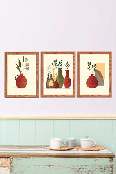 UNT Colorful Abstract Flower Themed 3-Piece Wall Painting Set |   Modern Decorative Mdf Printing |   Frame-Like Appearance