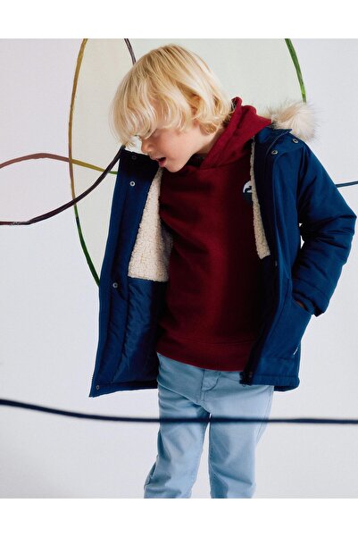 Ziddy Padded Parka with Removable Fur Hood for Boys, Blue