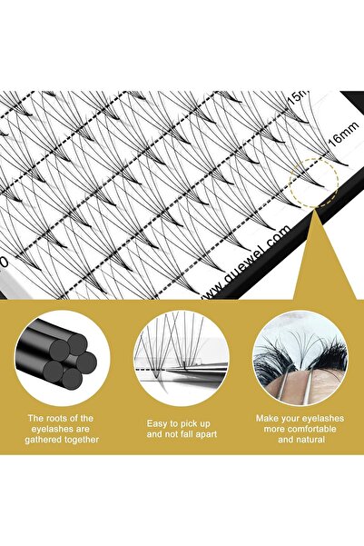 Quewel Premade Fans Middle Part 3D to 10D 12D 14D | 0.05/0.07/0.10 | Curl C/D | 10-18mm Length | Lon