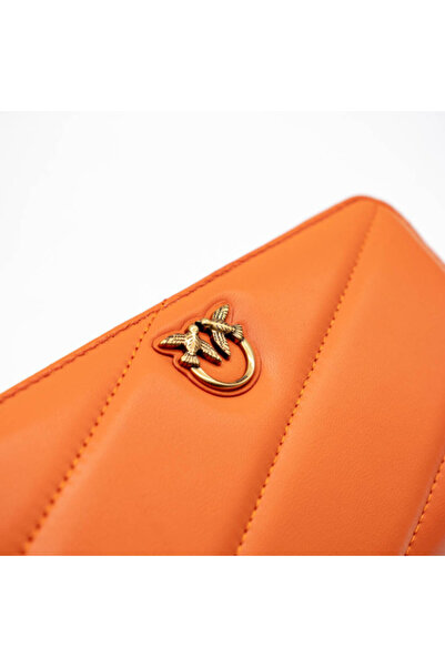 PİNKO RYDER WALLET GENUINE LEATHER - ORANGE