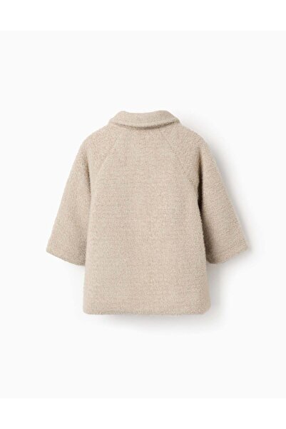Ziddy Fluffy Buttoned Jacket for Baby Girls, Beige