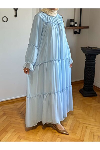 Navra Reglan Kol Büzgülü Şifon Elbise 1005 | FENDEL