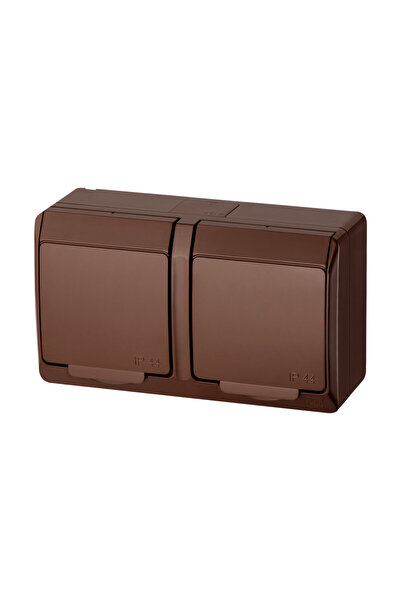 Other Priză HERMES maro cu 2 căi, IP44, montare aparentă