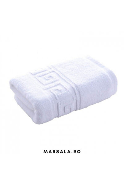 Plush Prosop de baie din bumbac 130x70 cm, alb, bordură grecească