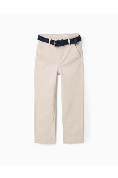 Ziddy Twill Chino Trousers with Belt for Boys 'Straight Fit', Beige