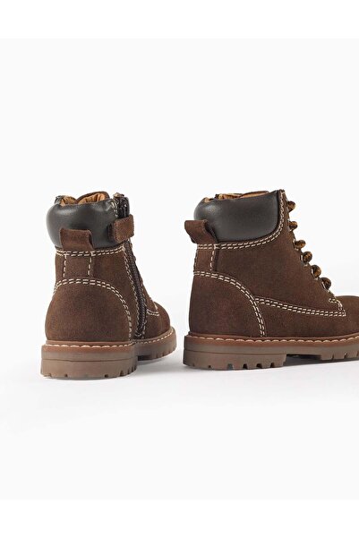 Ziddy Leather mountain boots with laces for baby boys, brown