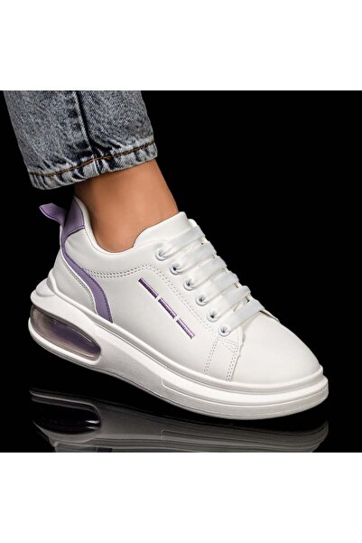 Modlet.ro Γυναικεία λευκά και μωβ Αθλητικό παπούτσι με χοντρή σόλα MOD05938
