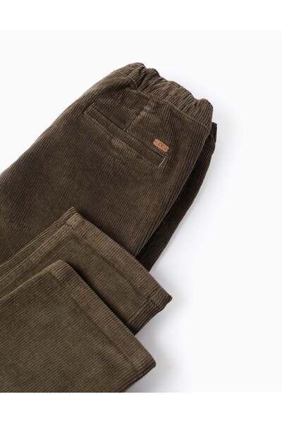 Ziddy Corduroy Chino Trousers for Boys 'Straight Fit', Dark Green