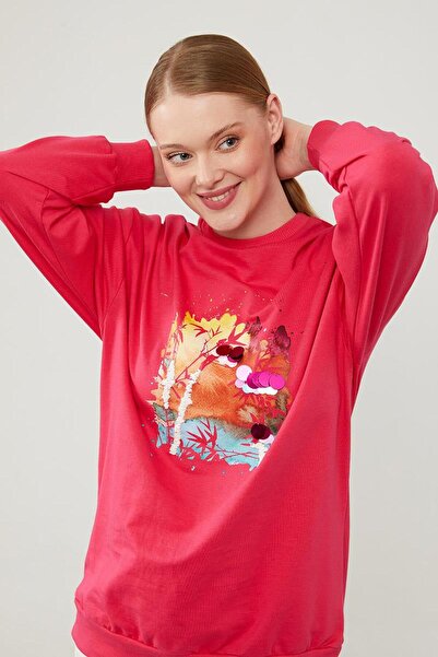 Levidor Hanorac imprimat cu paiete fucsia