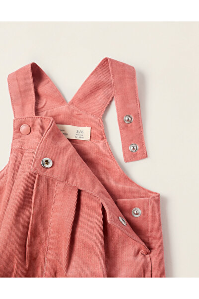 Ziddy Corduroy Dungarees for Newborn Girls, Coral