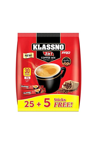 KLASSNO مزيج قهوة برو 3 في 1 - 25 كيس + 5 أكياس - سعر خاص × 20