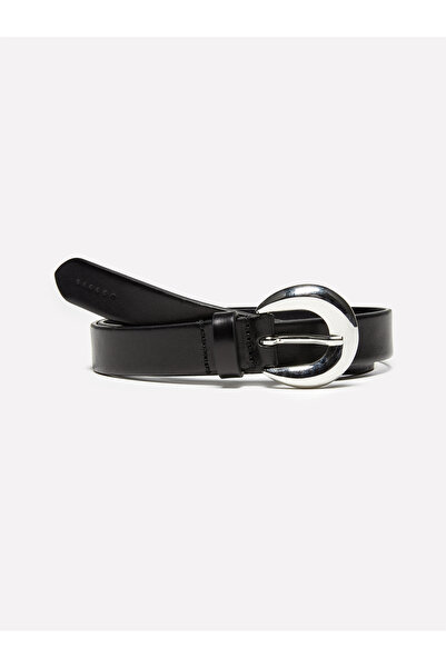 Sisley Women's Black 100% Leather Buckle Belt