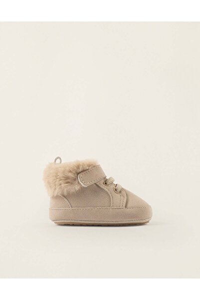Ziddy Suedine Boots with Touch-fastening Strap for Newborn Girls, Beige