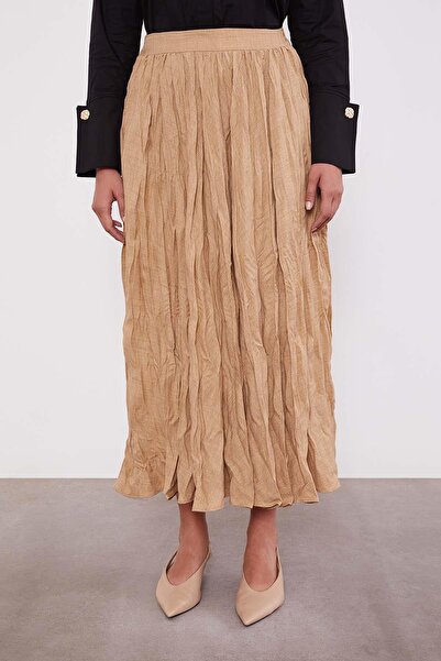Levidor Dark Beige Wrinkled Model Skirt