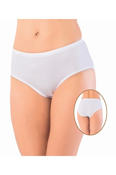 Miss Elit سراويل داخلية قطنية بيضاء سادة من نوع باتو سليب، عبوة من 6 قطع
