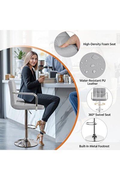 smart home Swivel Bar Stool for Kitchens and Cafes - Modern, Luxury Design with Adjustable Backrest, 80x45x45cm