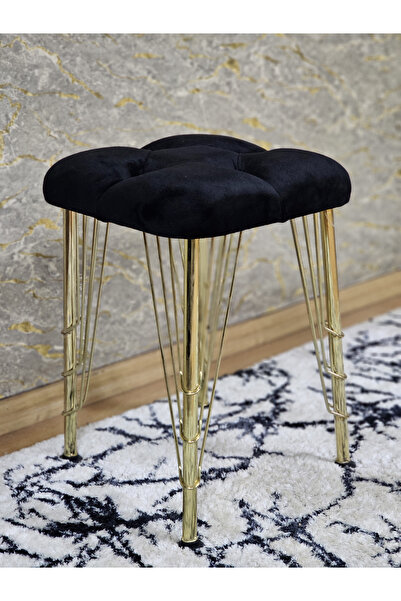 ZAFİR Kare Gold Kaplama Telli Ayaklı Tabure - Oturak - Bar Taburesi - Ayaklı Tabure