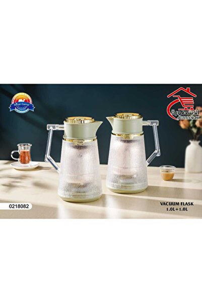 royal_camel Royal Camel 1+1 Liter Transparent Tea and Coffee Thermos Set