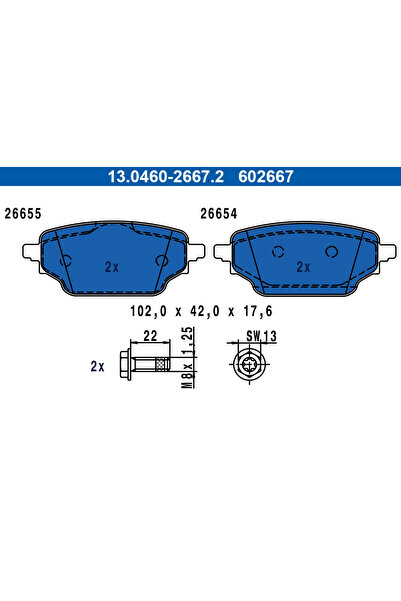 Ate Комплект накладки за дискови спирачки Renault Kangoo 3 Van/Spacious Limou...