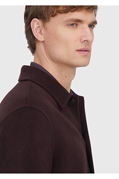 Ramsey Plum Plain Regular Fit Woven Wool Blend Overshirt