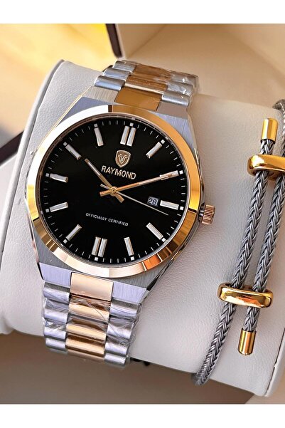 Raymond Special Steel Cord for Engagement and Grooms 2 Years Warranty 5 Atm Men's Wristwatch+Bracelet Rmd.27