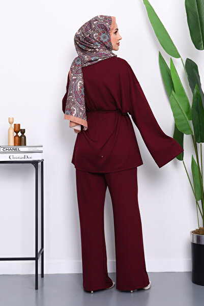 İmajButik Mürdüm Tunik Pantolonlu Modal Takım