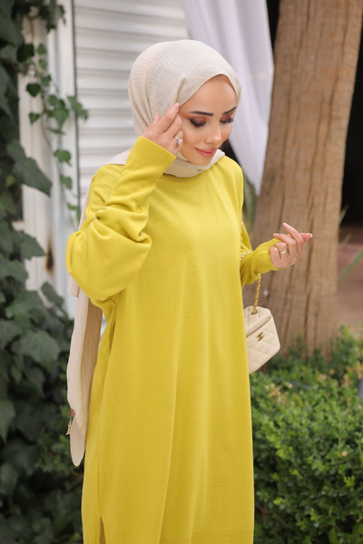 İmajButik Oil Green Cold Thread Mercerized Knitwear Sweater