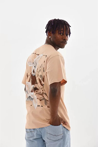 HAZEGO Unisex εμπριμέ μπλουζάκι Oversize - Μπεζ