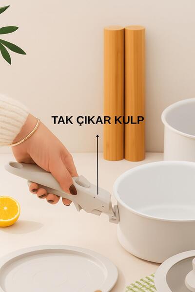 İLİVA 9 Parça Seramik Kaplamalı Pişir Sakla Tencere Seti