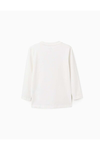 Ziddy Long sleeve cotton T-shirt 'bird observatory' for boys, white