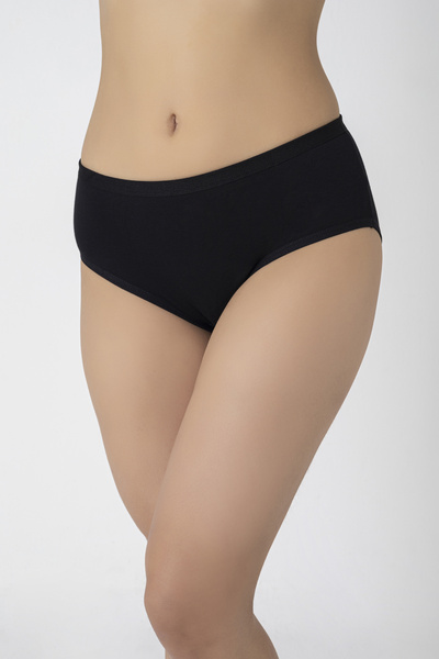 Miss Elit سراويل داخلية قطنية سوداء سادة من نوع باتو سليب، عبوة من 6 قطع