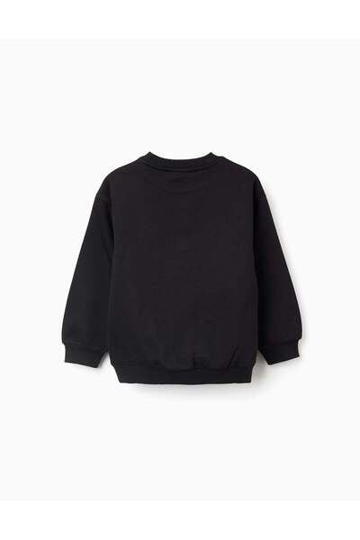 Ziddy Brushed sweatshirt with glow-in-the-dark print for girls, black