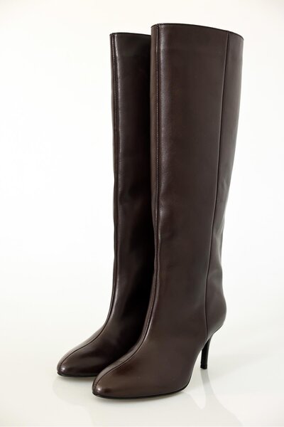 5in1Canpolat Brown Heeled Classic Boots 25357