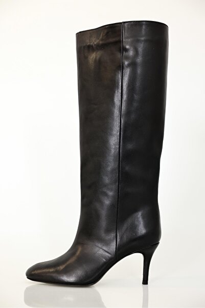 5in1Canpolat Black Heeled Classic Boots 25357