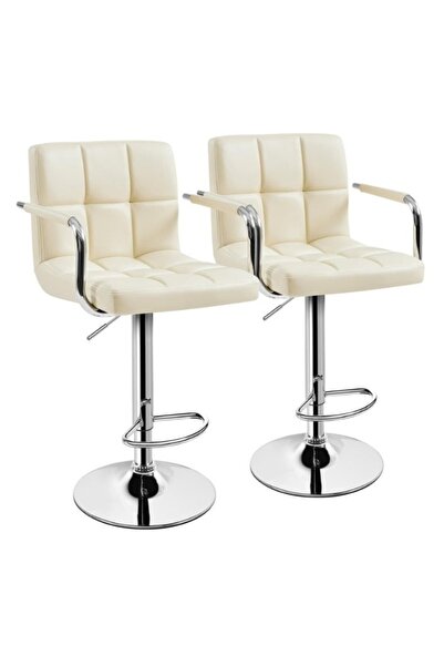 smart home طقم كرسي بار من قطعتين - كرسي مرتفع دوار للمطابخ والمقاهي، مقعد قابل لتعديل الارتفاع، 80×45×45 سم