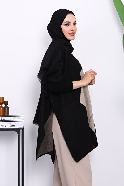 İmajButik Πανσό με μαύρο λαιμόκοψη βιζόν με πλαϊνό σκίσιμο