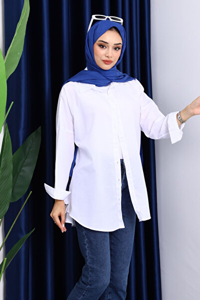 İmajButik Πουκάμισο από φαρδύ τερικότον με λευκά κουμπιά