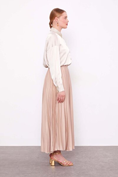 Levidor Mink Pleated Satin Skirt