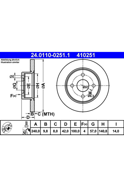 Ate Disc Frana Opel Astra G/Astra H/Meriva A Microbus Vauxhall Astra Model 4