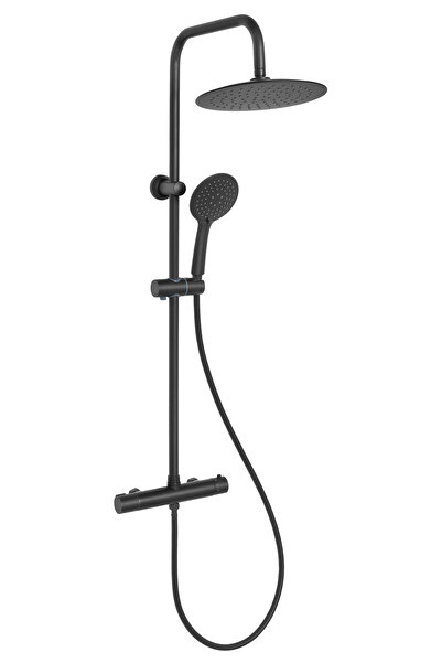 Other Musta round black rain shower head with thermostatic mixer